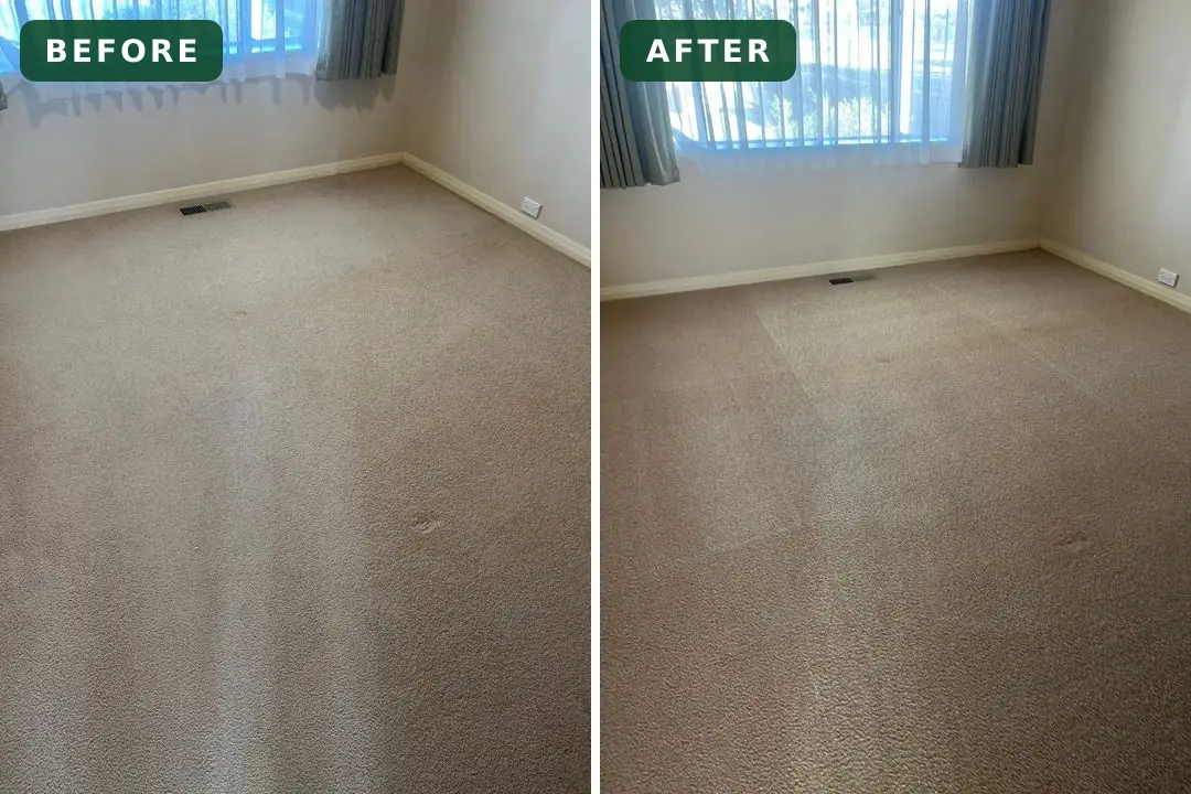 Soiled bedroom carpet before and after cleaning in Hamlyn Heights