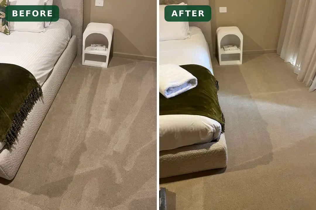 Bedroom carpet before and after cleaning in Ocean Grove
