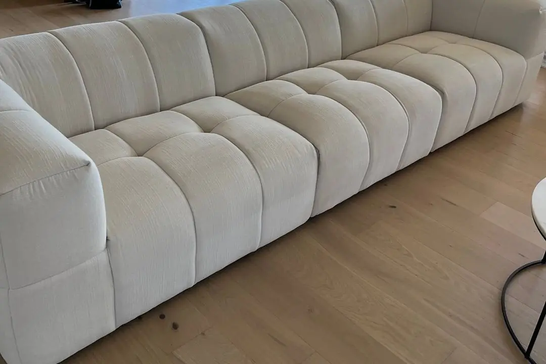 Cream fabric modular couch after cleaning in Inverleigh