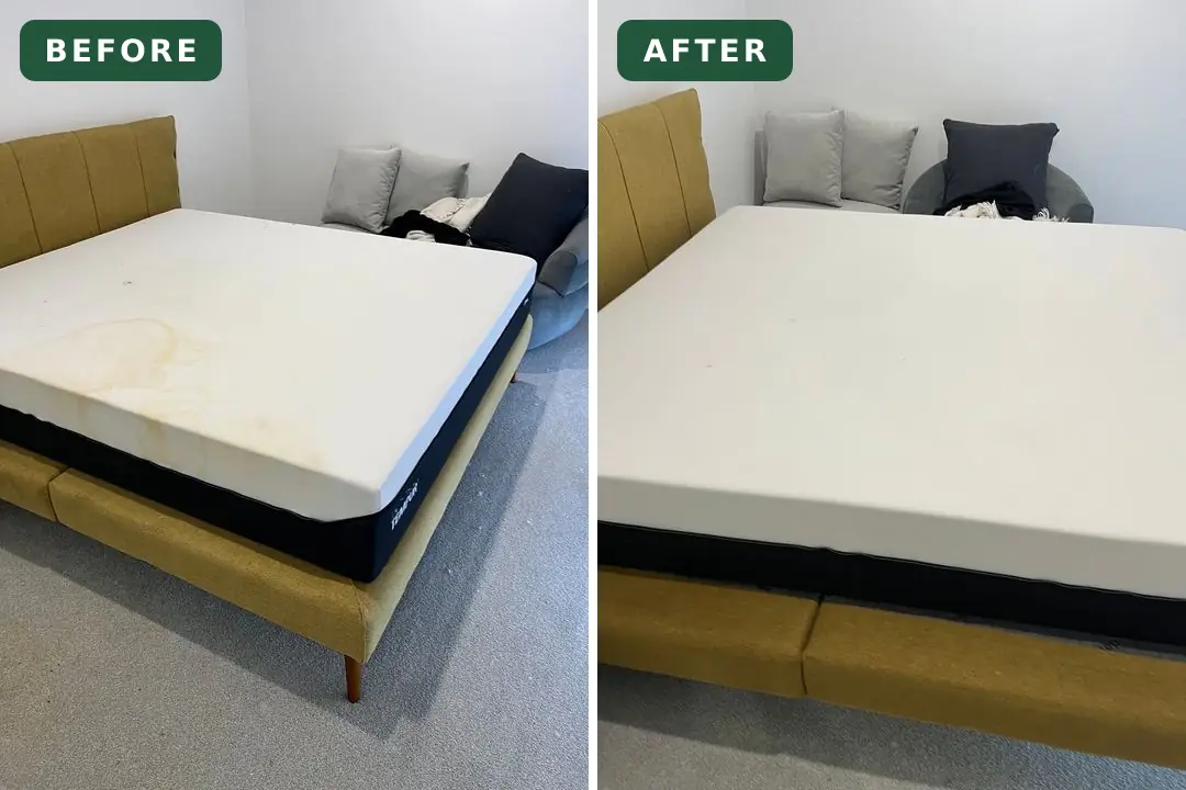 Stained mattress before and after cleaning in Ocean Grove