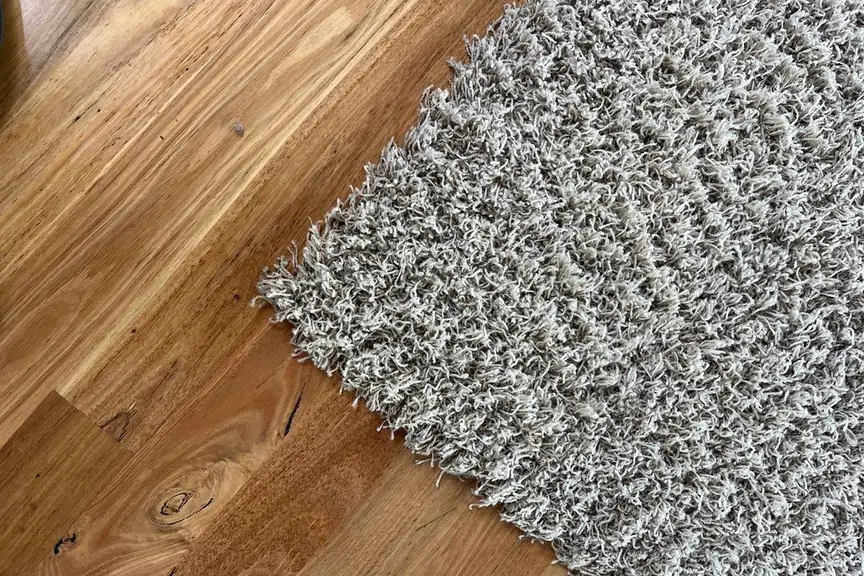 Close-up of rug pile after cleaning