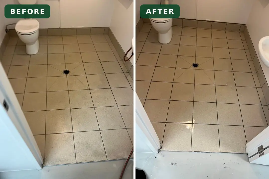 Tile and grout before and after cleaning in Belmont